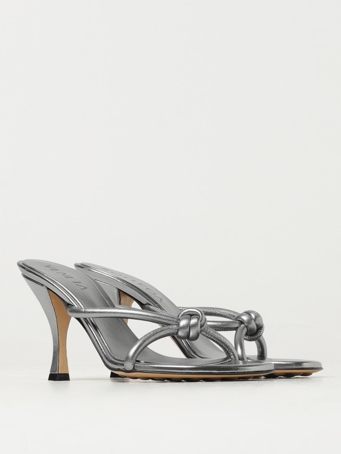 Bottega Veneta Blink sandals in laminated leather with heel