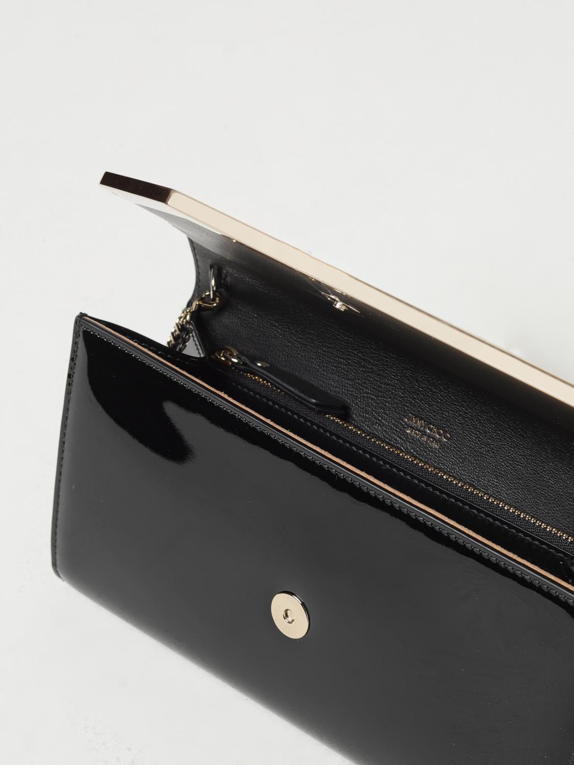 JIMMY CHOO CLUTCH: Clutch Emmie Jimmy Choo in vernice con tracolla, Nero - Img 4