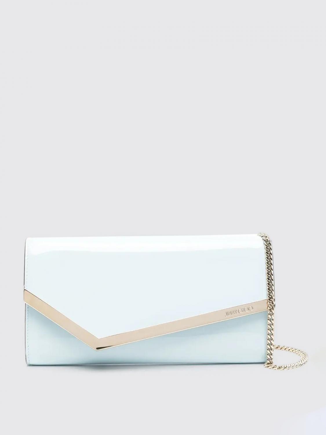 JIMMY CHOO CLUTCH: Clutch Emmie Jimmy Choo in vernice con tracolla, Blue - Img 1