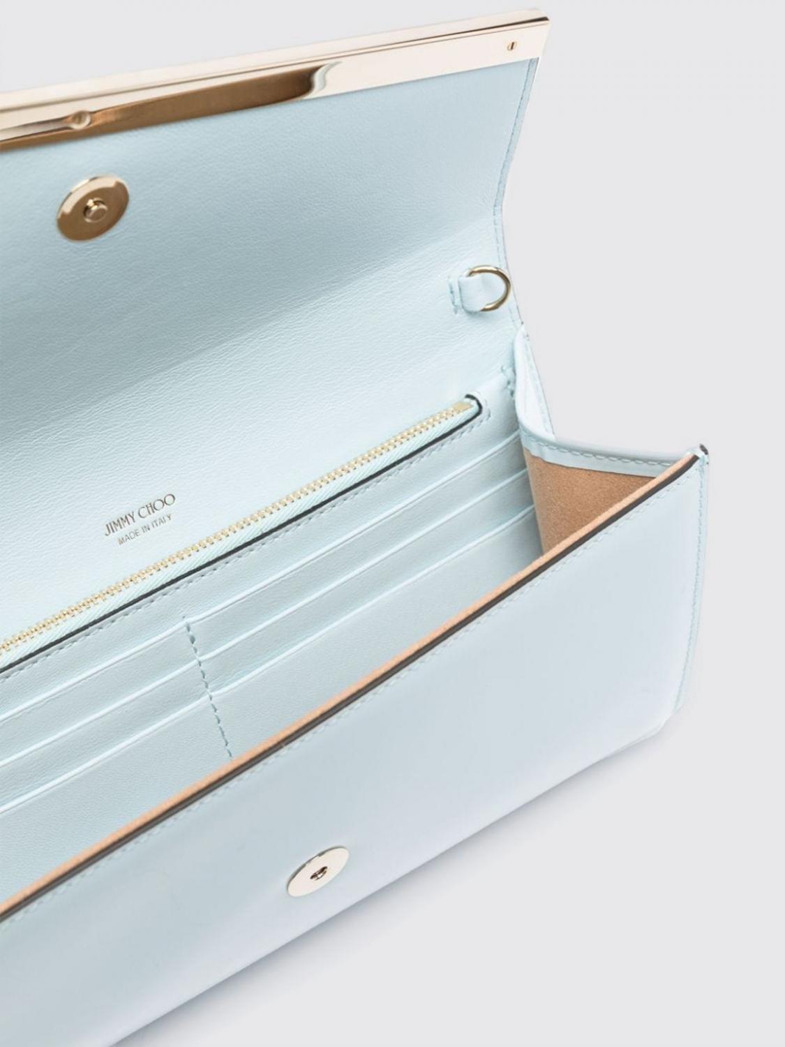 JIMMY CHOO CLUTCH: Clutch Emmie Jimmy Choo in vernice con tracolla, Blue - Img 3