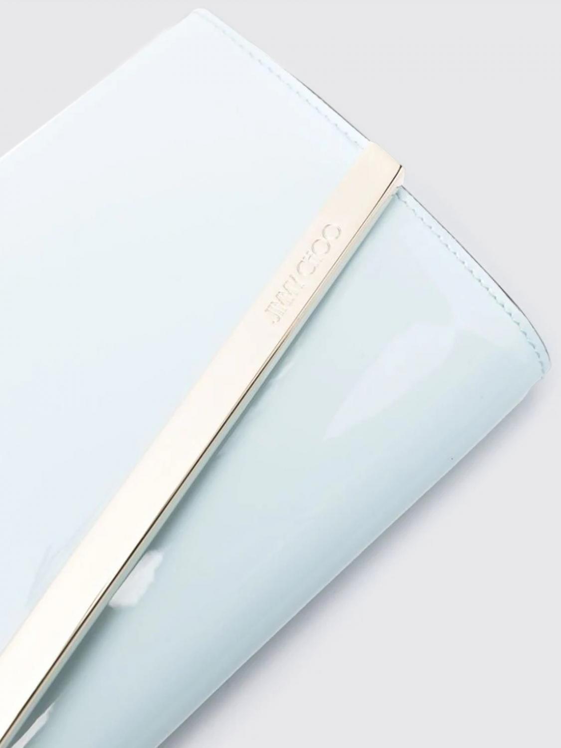 JIMMY CHOO CLUTCH: Clutch Emmie Jimmy Choo in vernice con tracolla, Blue - Img 4