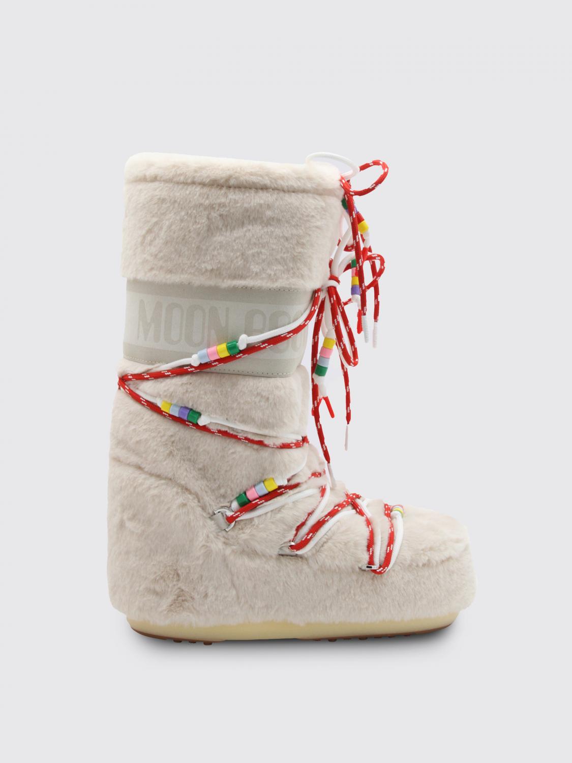 MOON BOOT BOOTS: Flat ankle boots woman Moon Boot, White - Img 1