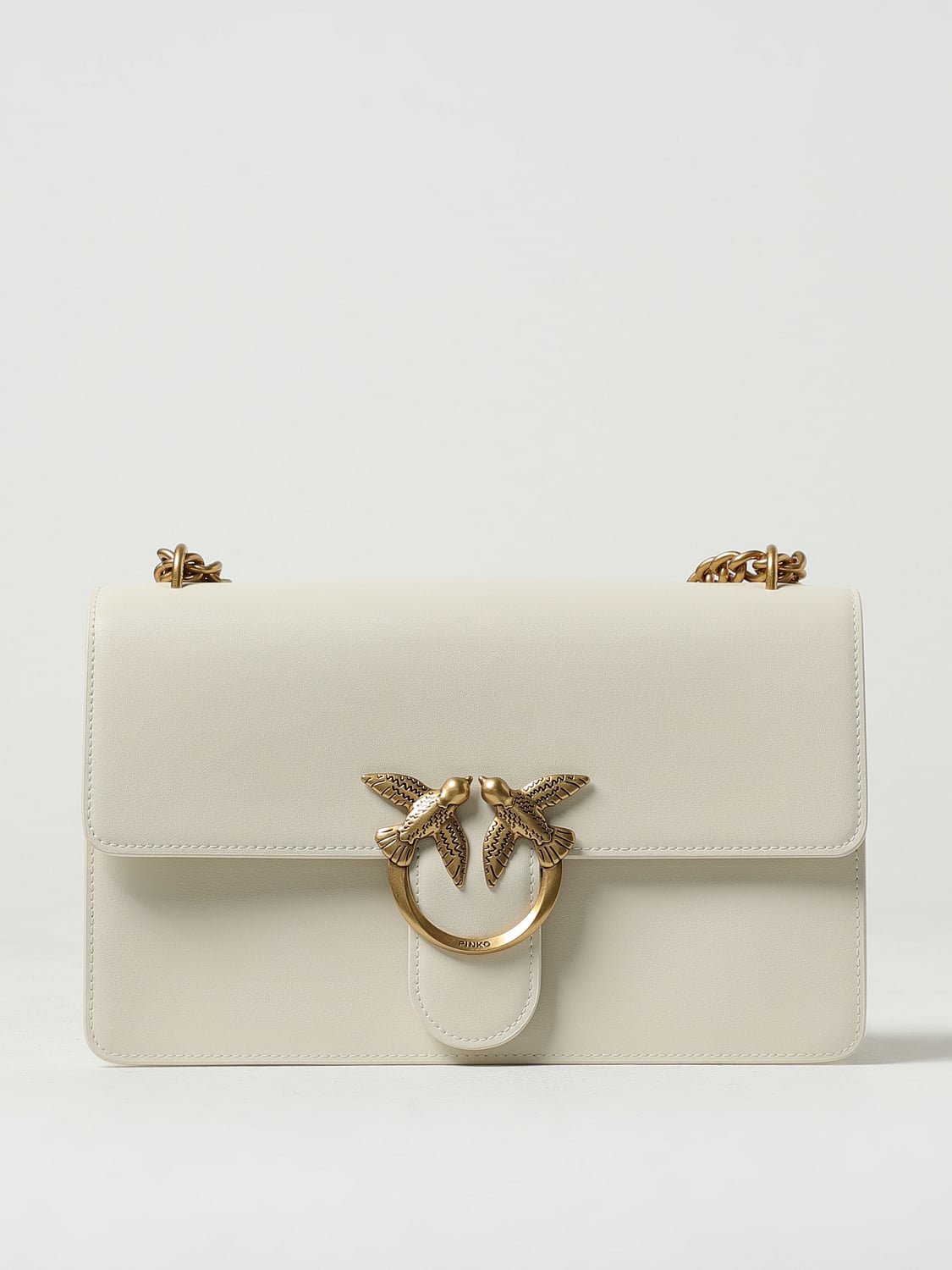 PINKO BORSA A SPALLA: Borsa Love One Pinko in pelle, Bianco - Img 1