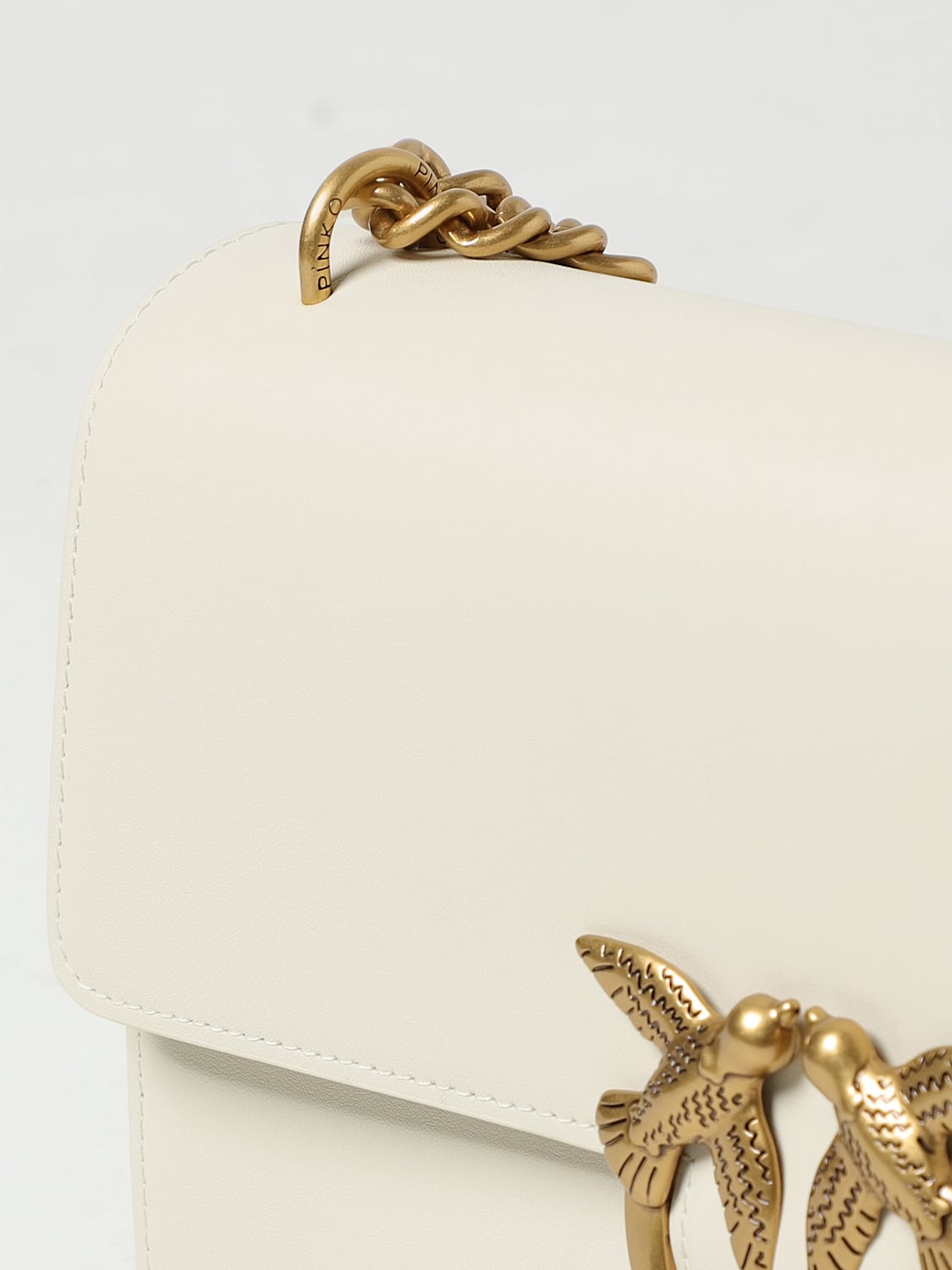 PINKO BORSA A SPALLA: Borsa Love One Pinko in pelle, Bianco - Img 3