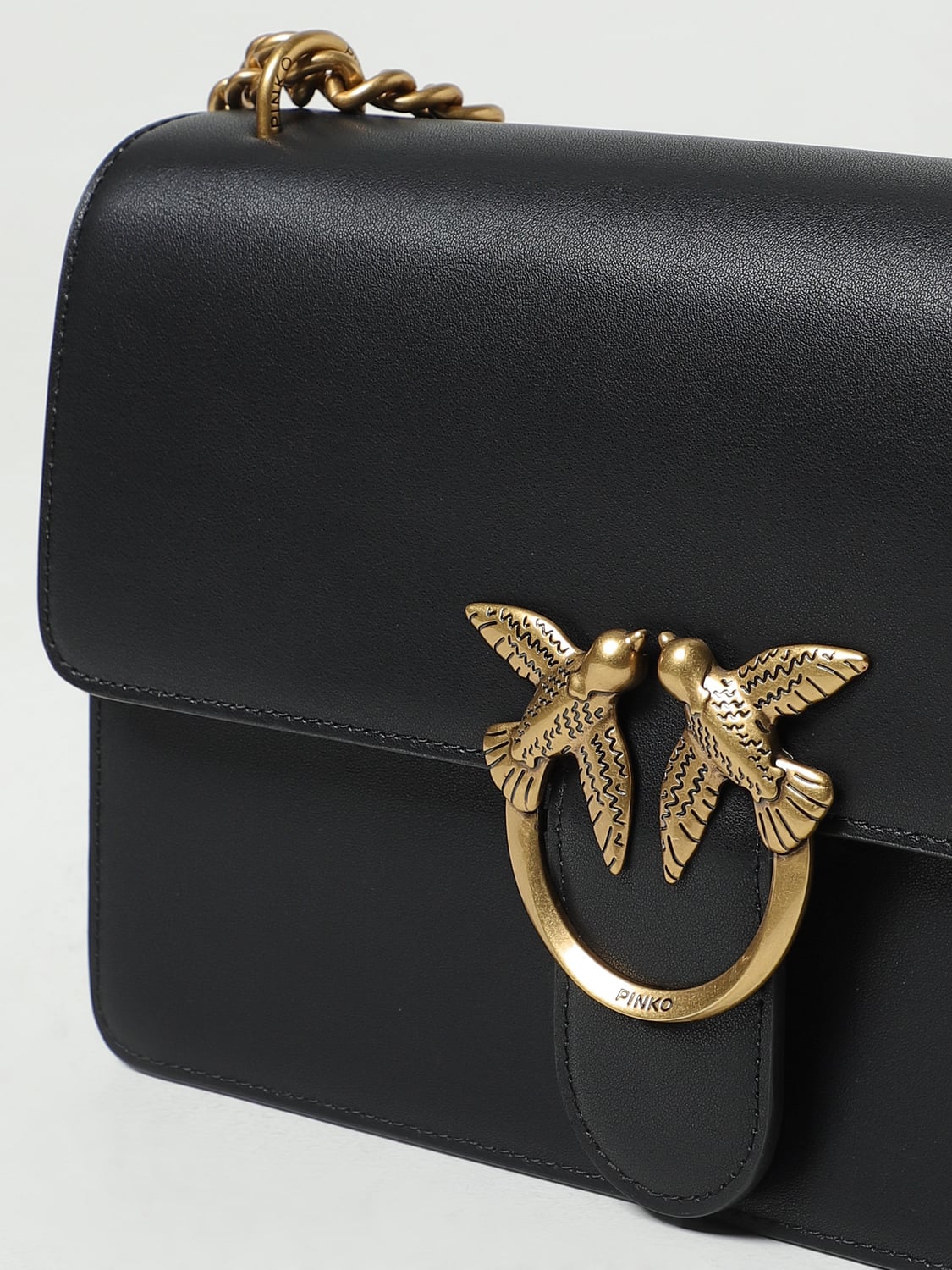 PINKO BORSA A SPALLA: Borsa Love One Pinko in pelle, Nero - Img 3