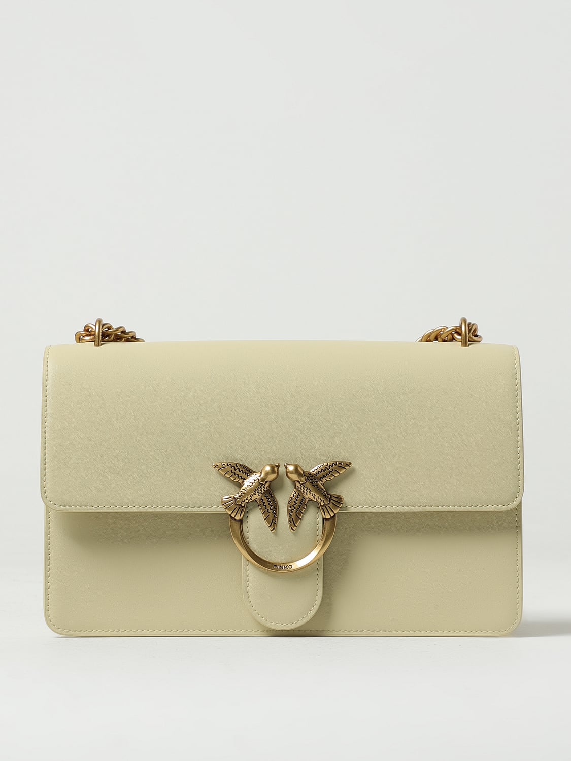 PINKO BORSA A SPALLA: Borsa Love One Pinko in pelle, Giallo - Img 1