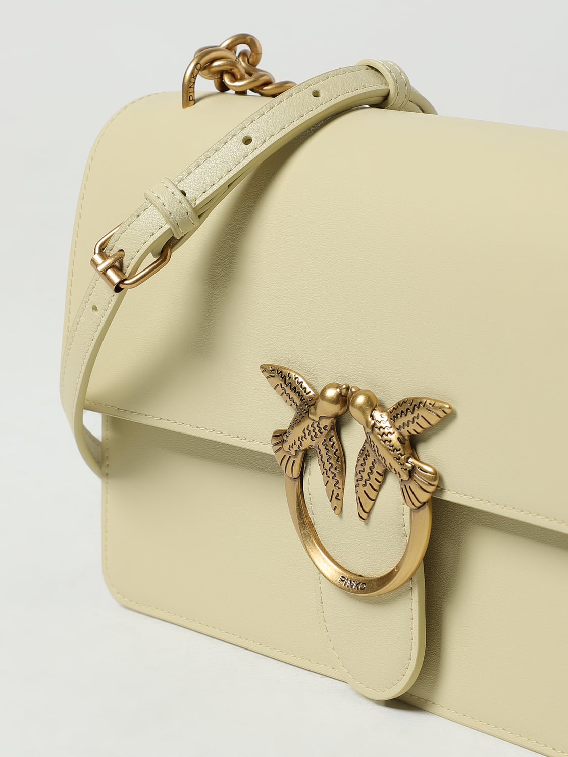 PINKO BORSA A SPALLA: Borsa Love One Pinko in pelle, Giallo - Img 3