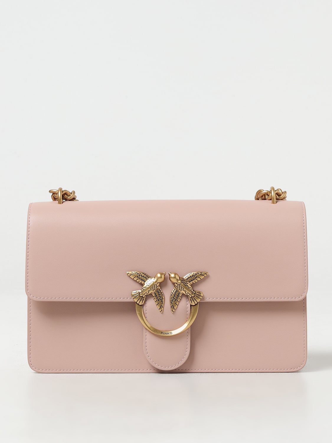 PINKO BORSA A SPALLA: Borsa Love One Pinko in pelle, Rosa - Img 1