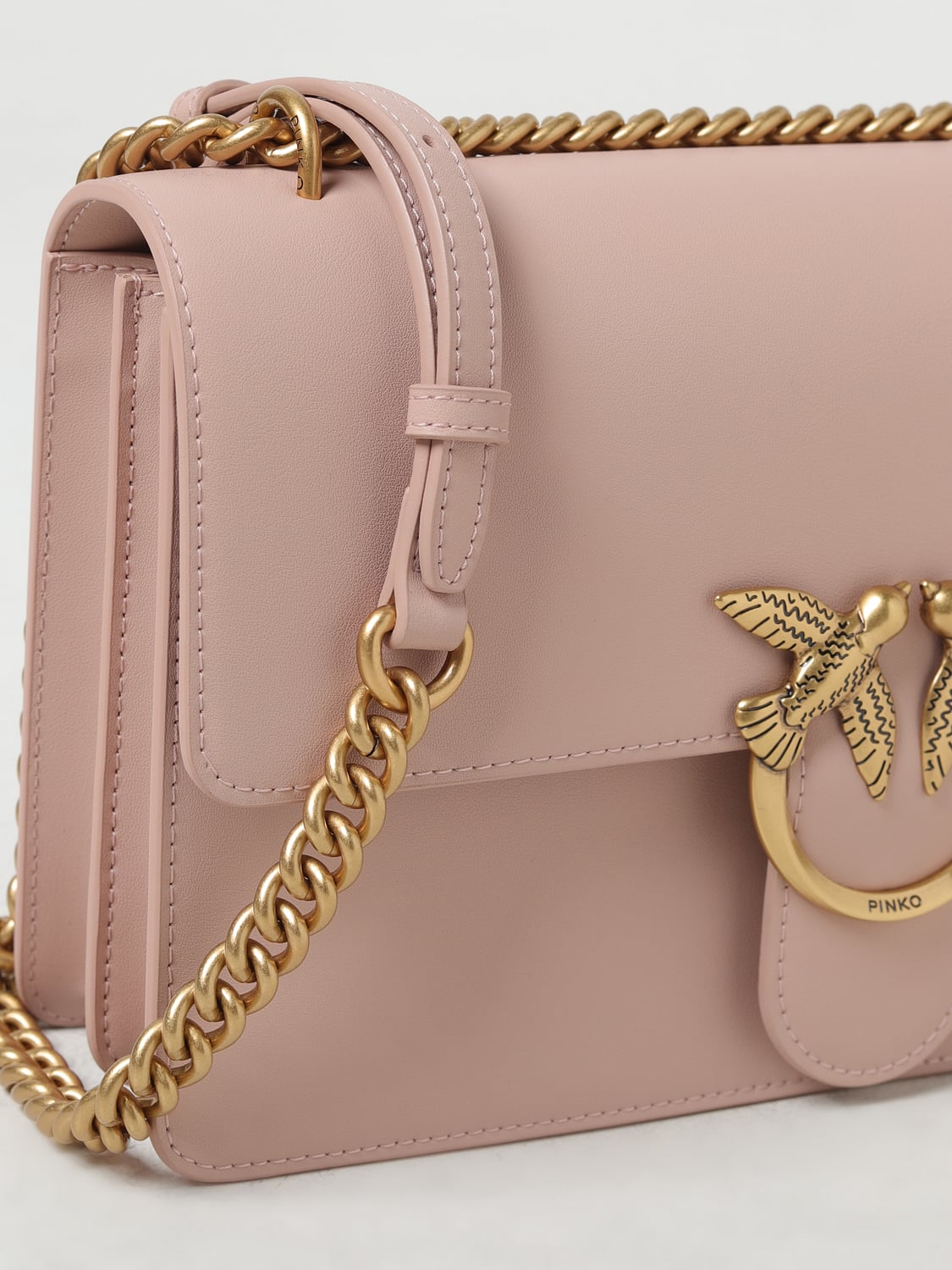 PINKO BORSA A SPALLA: Borsa Love One Pinko in pelle, Rosa - Img 3