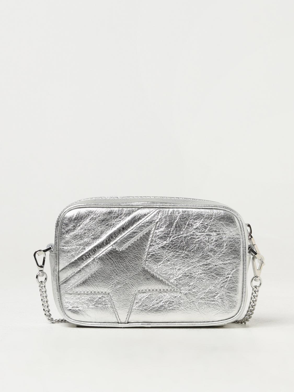 GOLDEN GOOSE BORSA MINI: Borsa Star Golden Goose mini in pelle laminata, Argento - Img 1