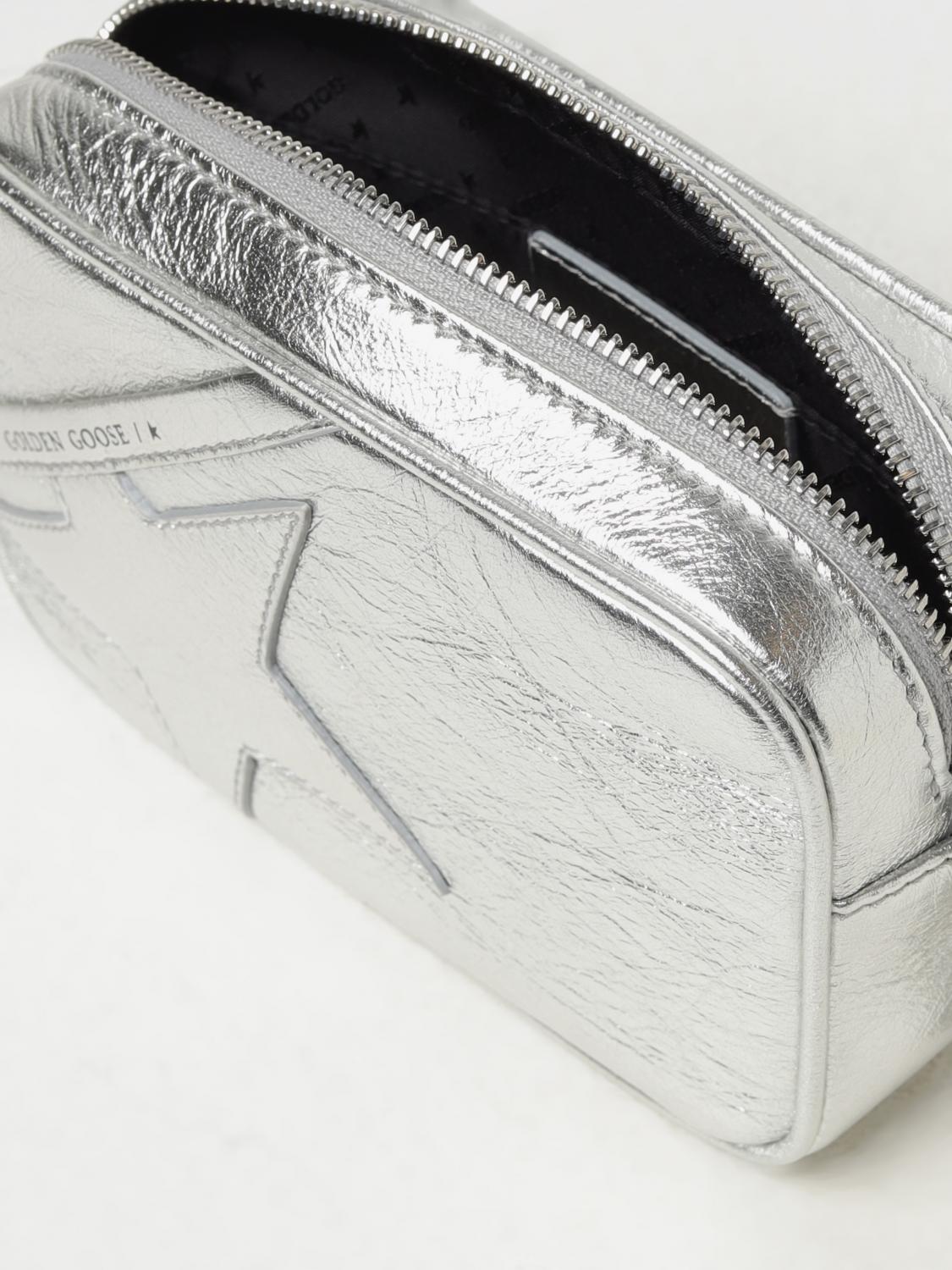 GOLDEN GOOSE BORSA MINI: Borsa Star Golden Goose mini in pelle laminata, Argento - Img 4
