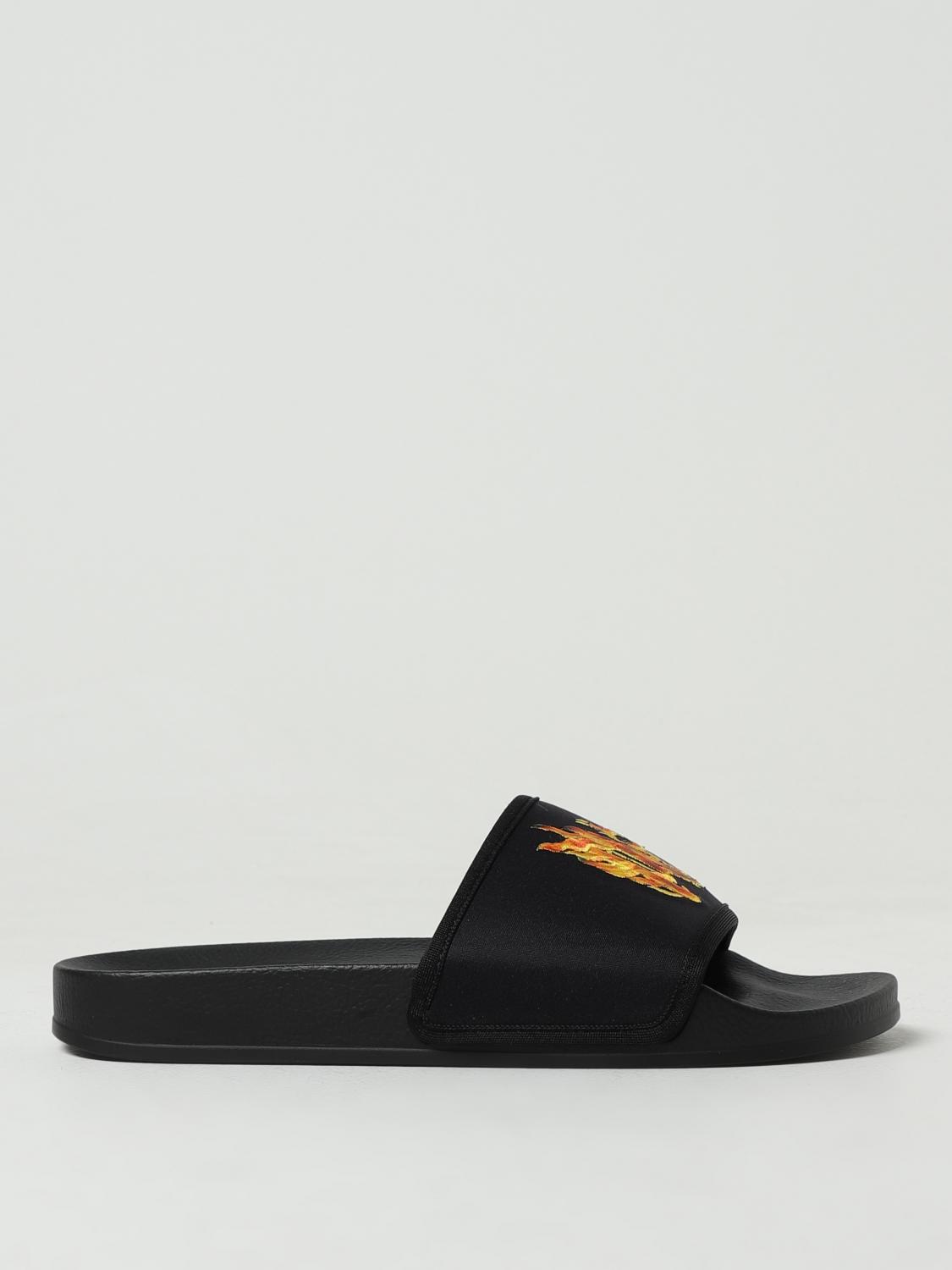 PALM ANGELS SANDALI: Sliders Palm Angels in gomma e nylon con logo , Nero - Img 1