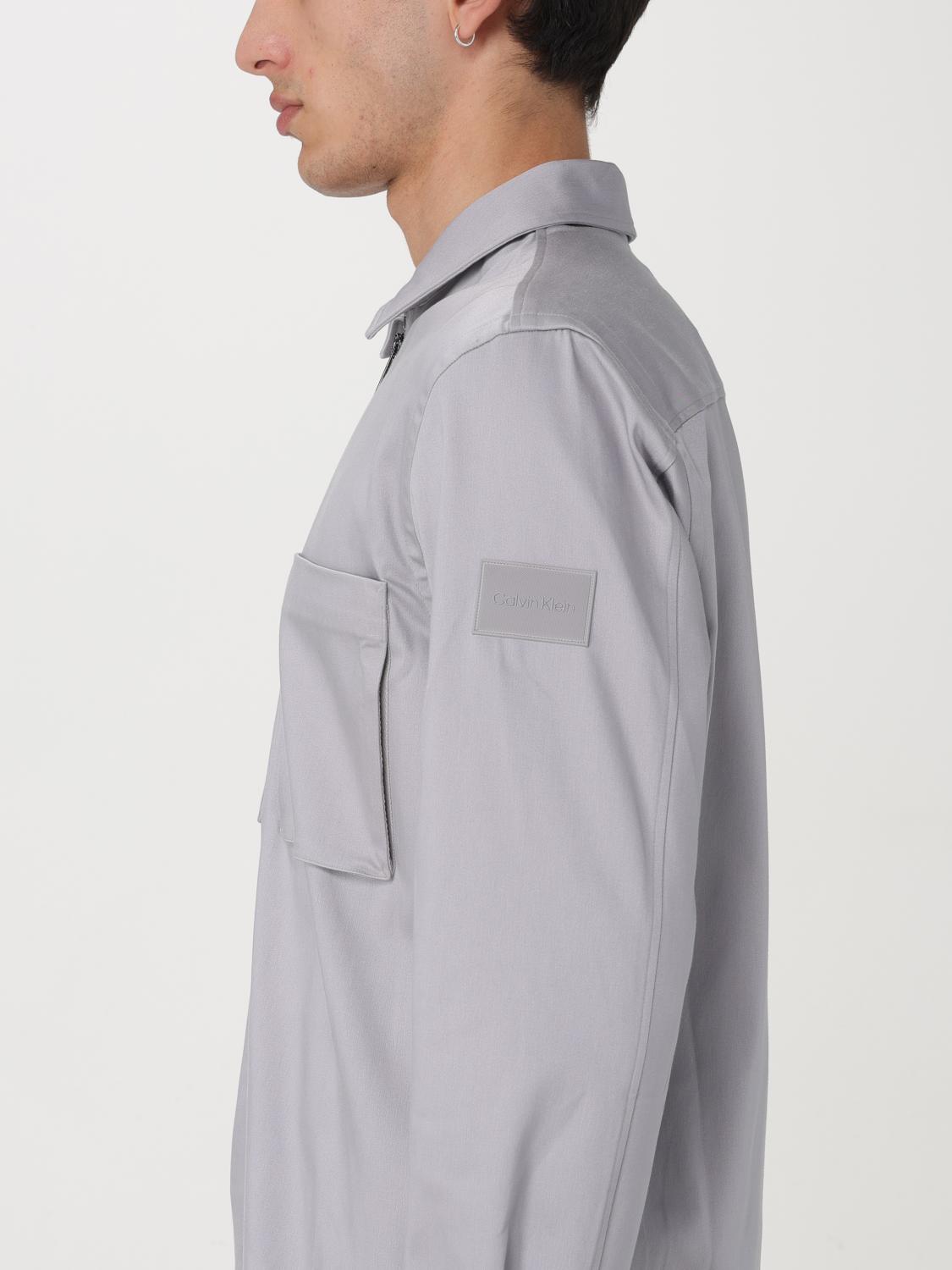calvin klein grey dress shirt Calvin Klein Men's Gray Pinstriped Dress Shirt main image 0