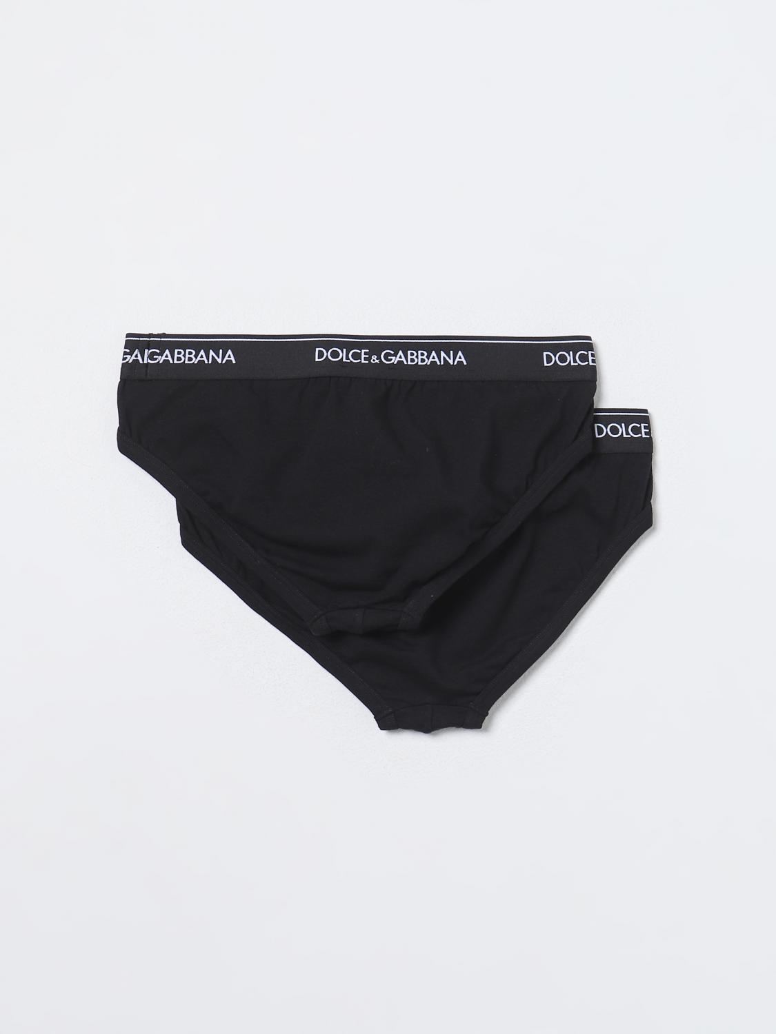 DOLCE & GABBANA INTIMO: Set 2 slip Dolce & Gabbana in cotone stretch , Nero - Img 2