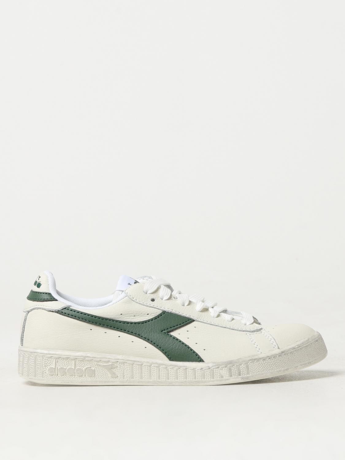 DIADORA SNEAKERS: Sneakers Game Low Waxed Diadora in pelle a grana, Verde - Img 1