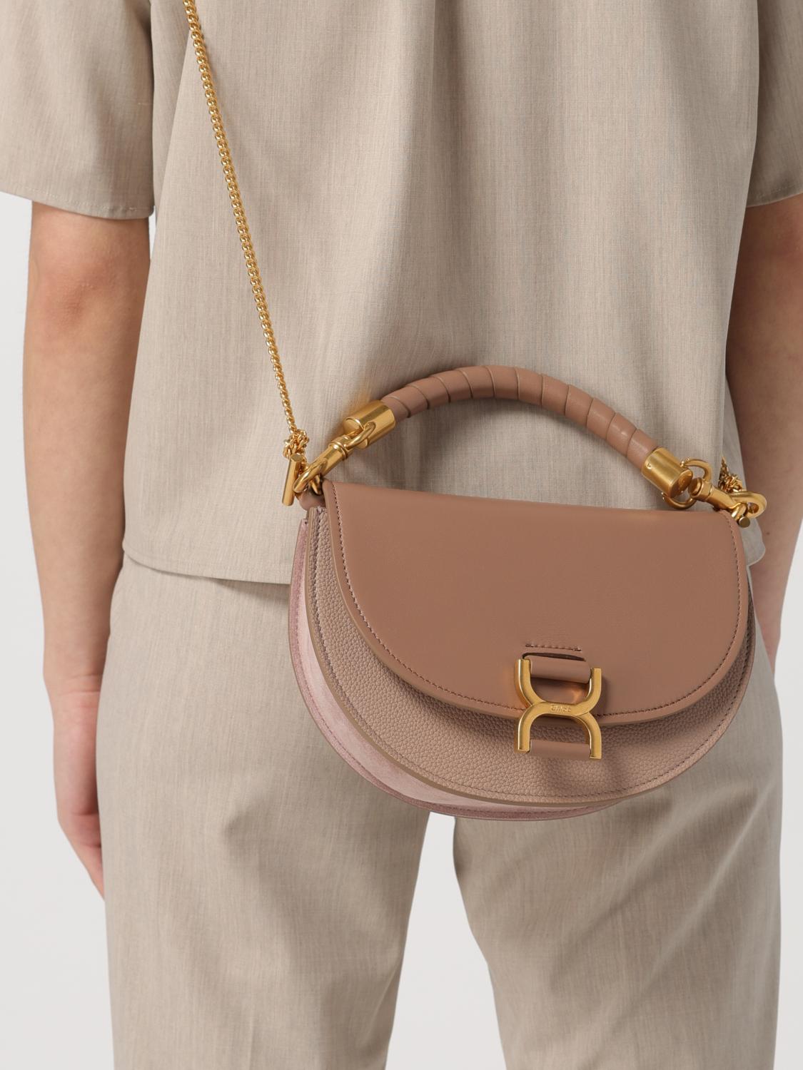 CHLOÉ BORSA MINI: Borsa Marcie Chloé in pelle e nappa, Rosa - Img 2