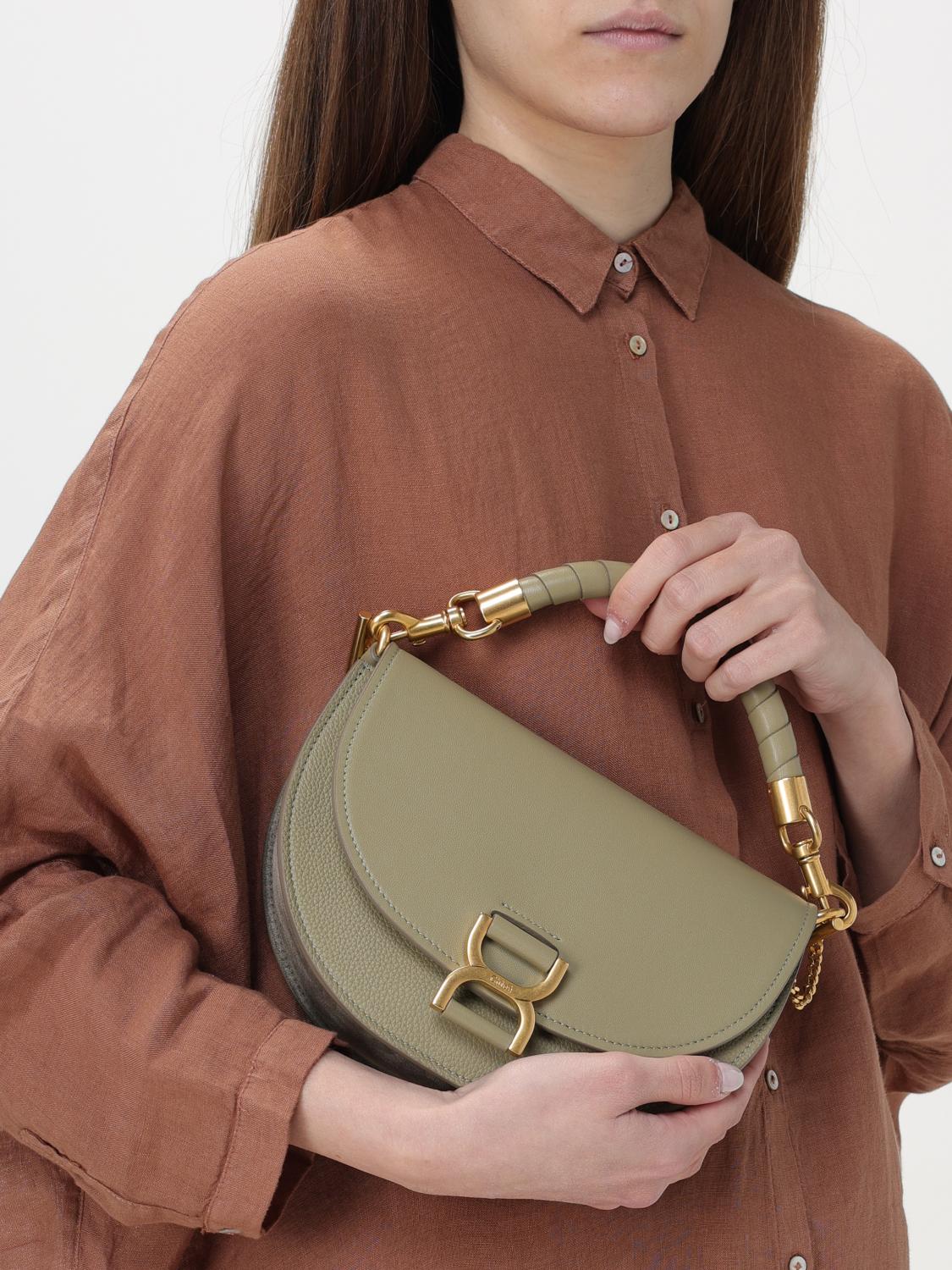 CHLOÉ BORSA MINI: Borsa Marcie Chloé in pelle e nappa, Verde - Img 2