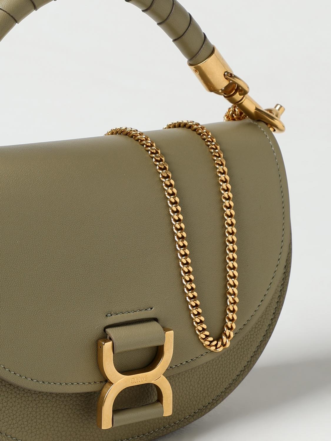 CHLOÉ BORSA MINI: Borsa Marcie Chloé in pelle e nappa, Verde - Img 4