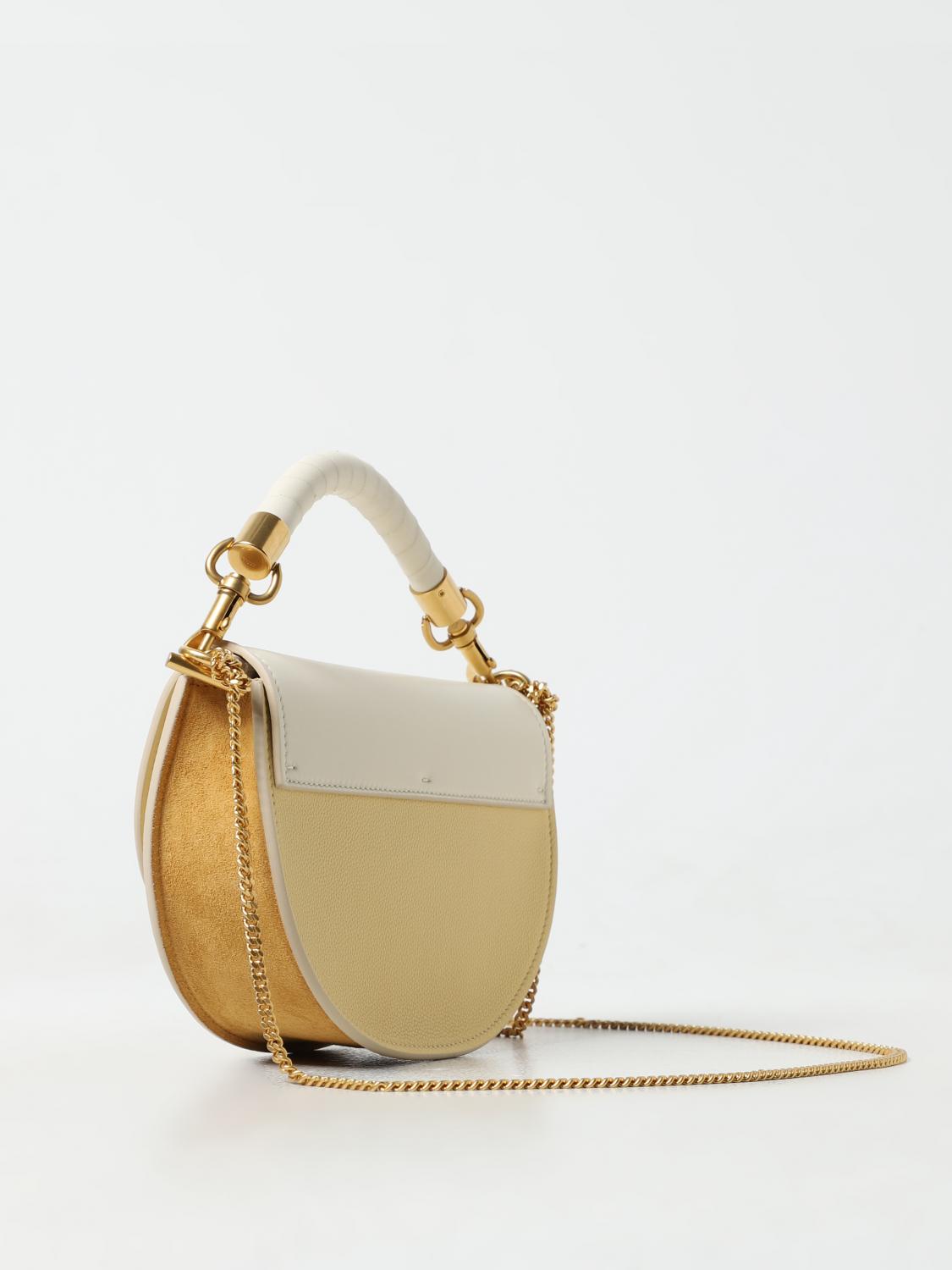 CHLOÉ BORSA MINI: Borsa Marcie Chloé in pelle e nappa, Beige - Img 3