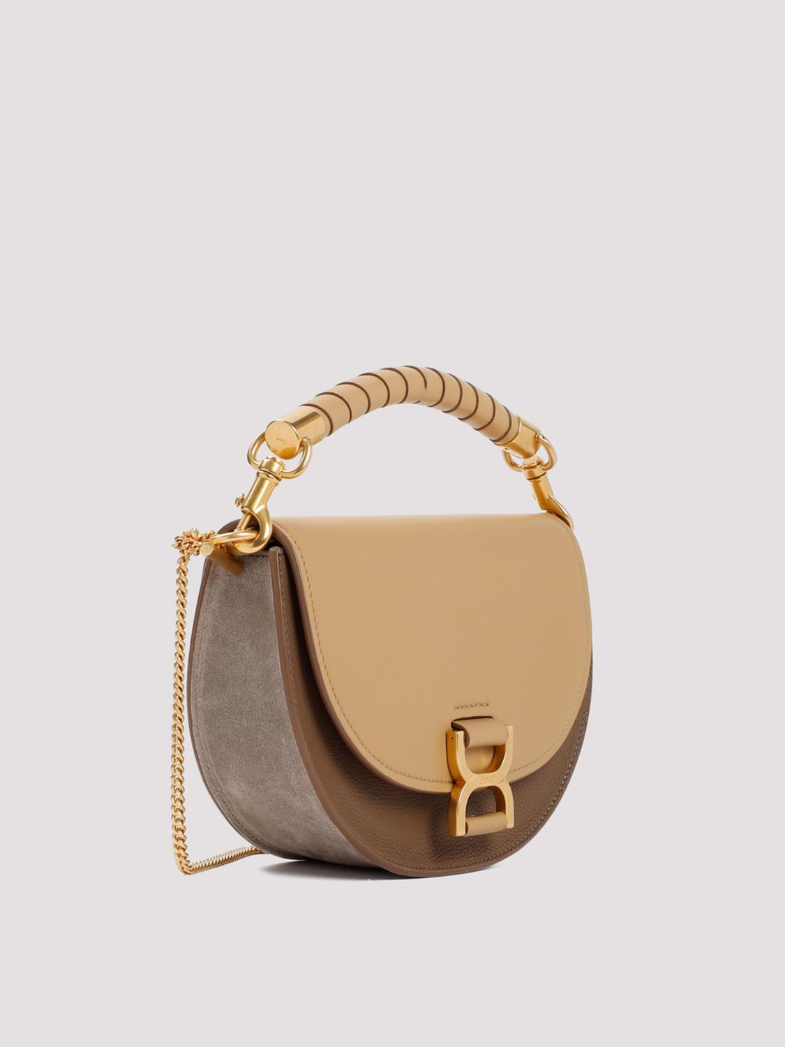 CHLOÉ BORSA MINI: Borsa Marcie Chloé in pelle e nappa, Marrone - Img 2