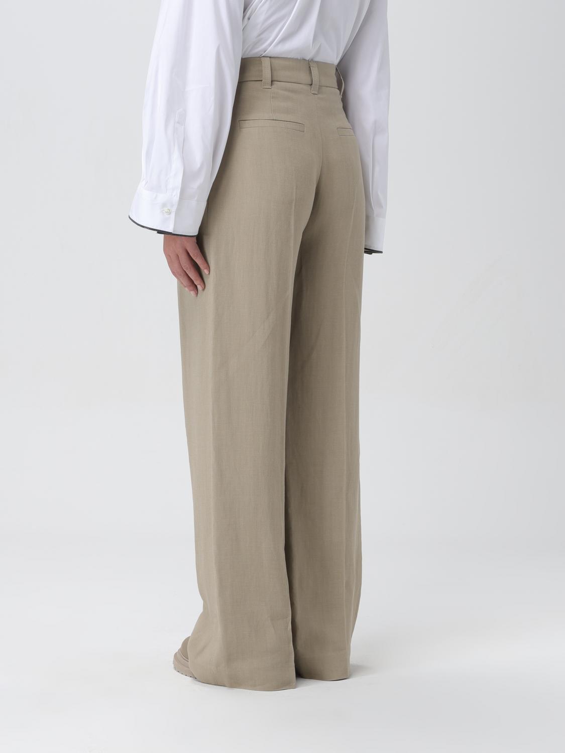 Brunello Cucinelli Trousers in Viscose and Linen - Beige