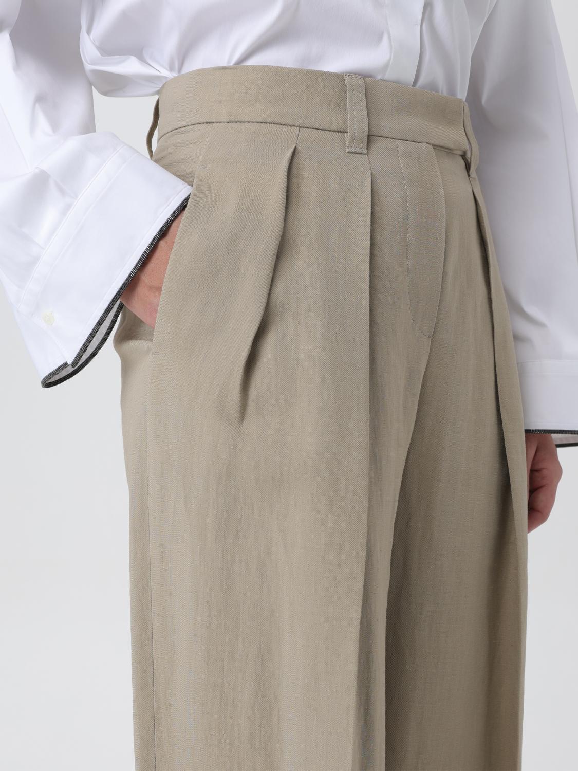 Brunello Cucinelli Trousers in Viscose and Linen - Beige