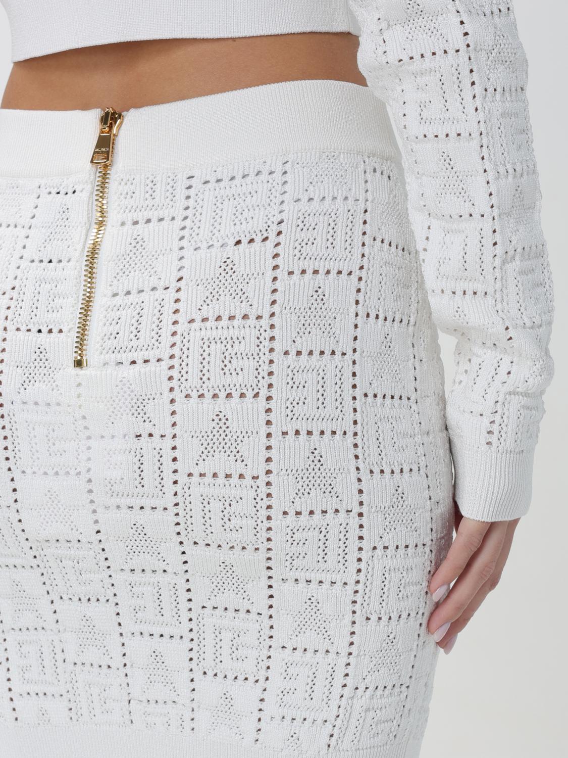 BALMAIN: Skirt woman - White | Balmain skirt CF1LB004KF97 BALMAIN: Skirt woman - White | Balmain skirt CF1LB004KF97
