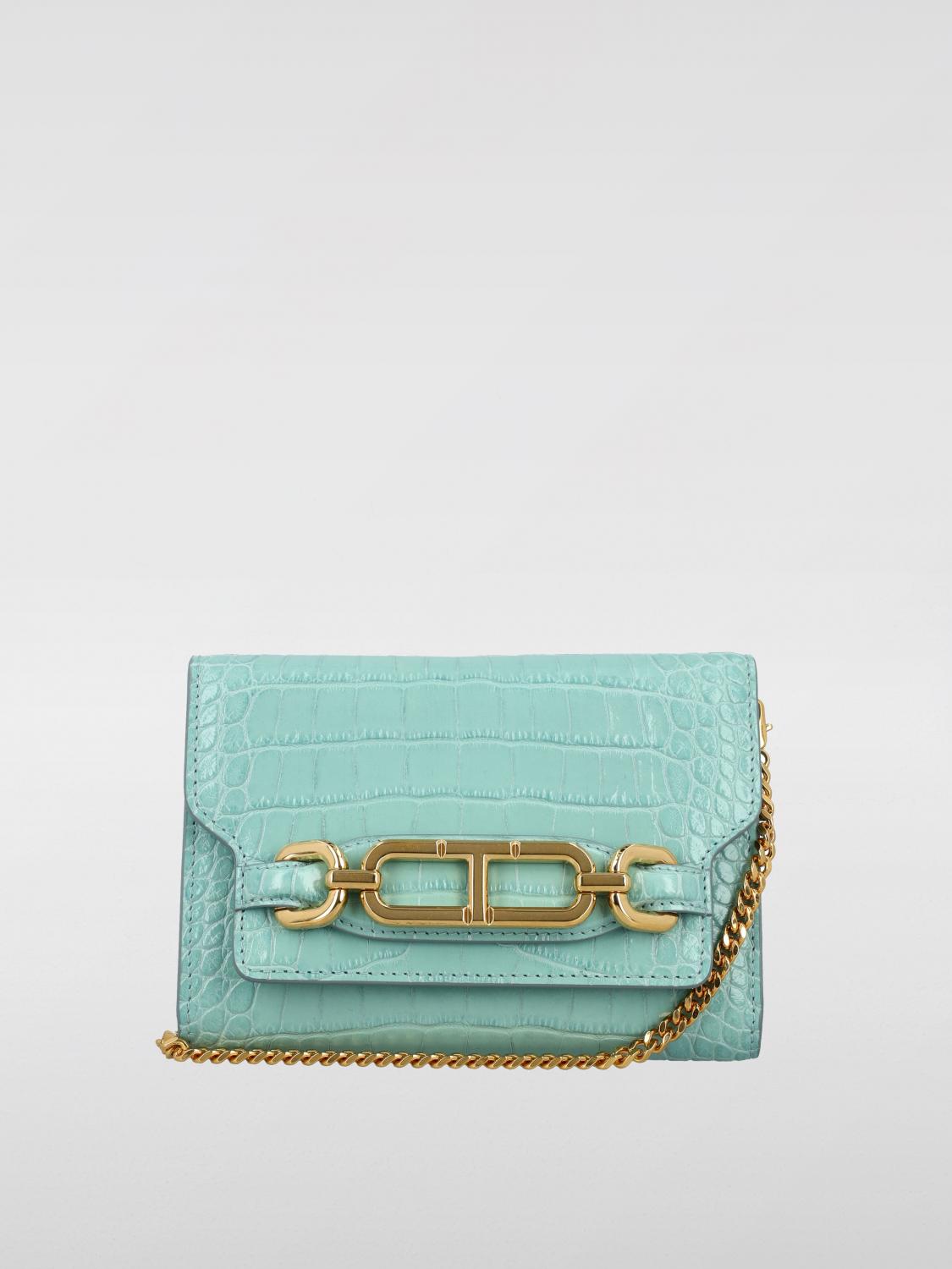 TOM FORD BORSA MINI: Clutch Tom Ford in pelle stampa cocco, Turchese - Img 1