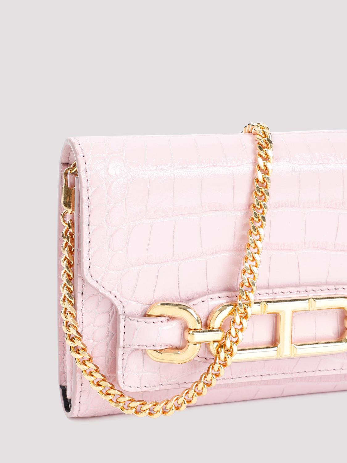 TOM FORD BORSA MINI: Clutch Tom Ford in pelle stampa cocco, Rosa - Img 4