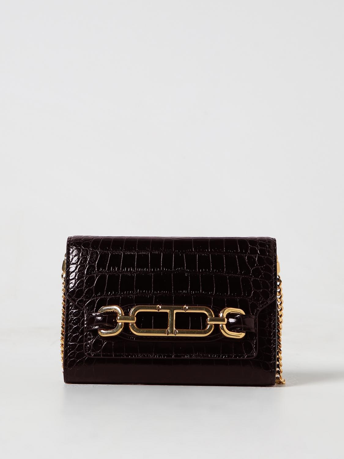 TOM FORD BORSA MINI: Clutch Tom Ford in pelle stampa cocco, Marrone - Img 1
