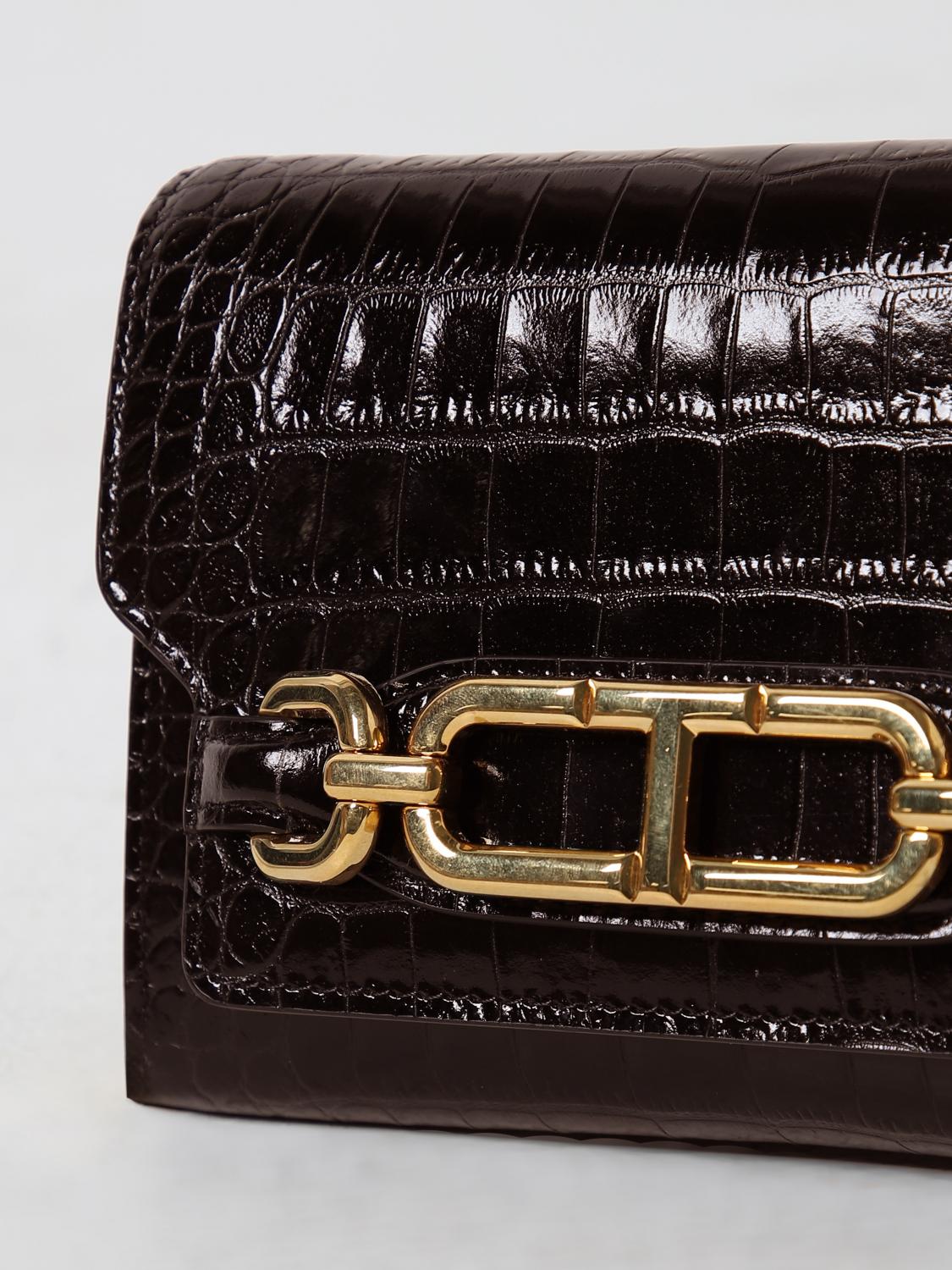 TOM FORD BORSA MINI: Clutch Tom Ford in pelle stampa cocco, Marrone - Img 3