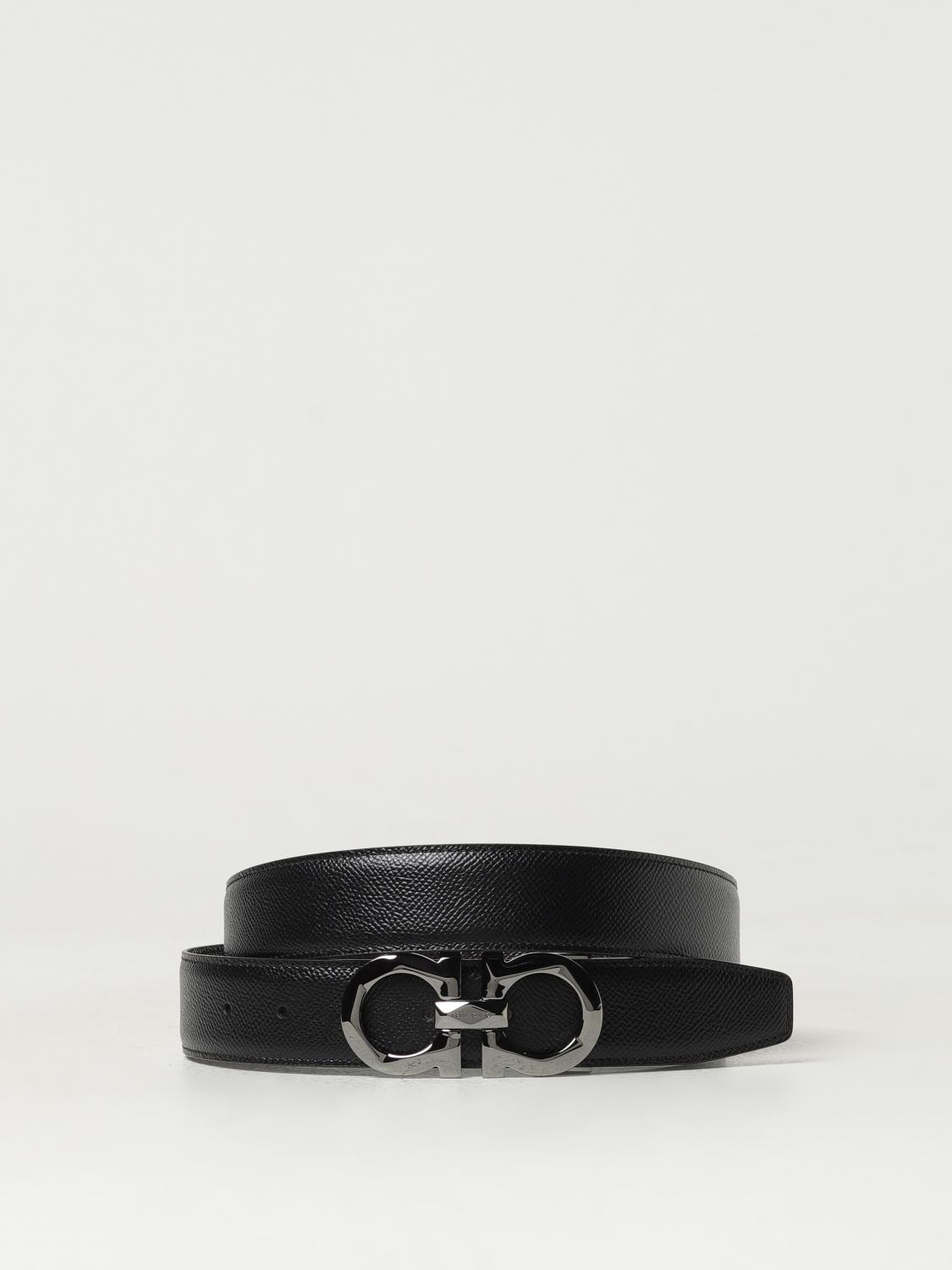 FERRAGAMO GÜRTEL: Gancini Wendegürtel Ferragamo aus genarbtem Leder, Schwarz - Img 1