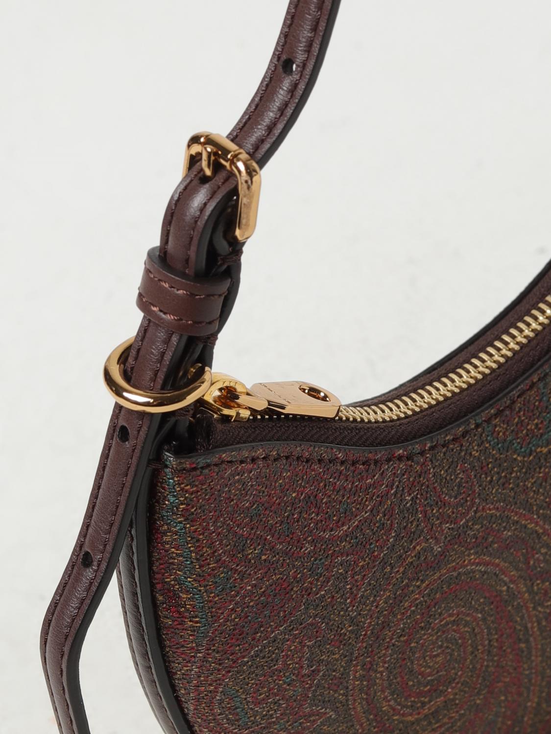 ETRO BORSA MINI: Borsa Etro in cotone spalmato Paisley, Marrone - Img 4