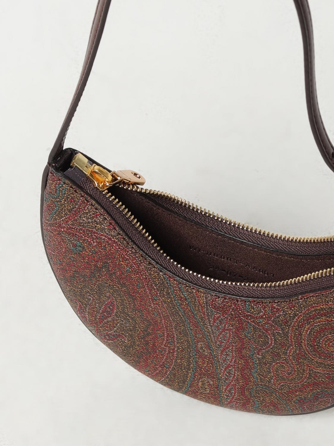 ETRO BORSA MINI: Borsa Etro in cotone spalmato Paisley, Marrone - Img 5