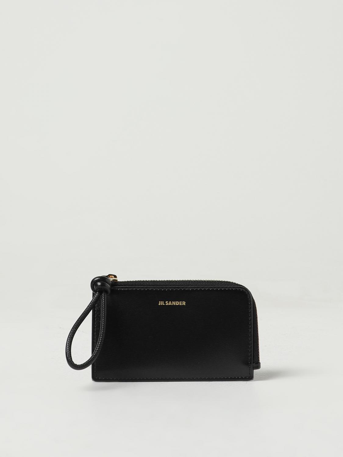 JIL SANDER 財布: Jil Sander パルメッラートレザー クレジットカードホルダー, ブラック - Img 1