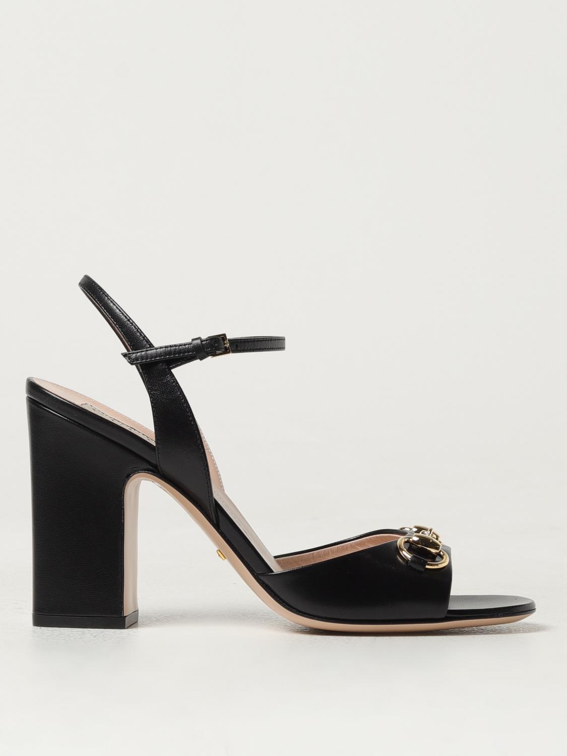 GUCCI SANDALI CON TACCO: Sandalo Horsebit Gucci in pelle, Nero - Img 1
