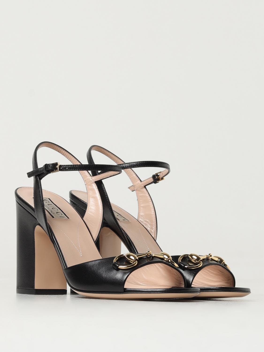 GUCCI SANDALI CON TACCO: Sandalo Horsebit Gucci in pelle, Nero - Img 2