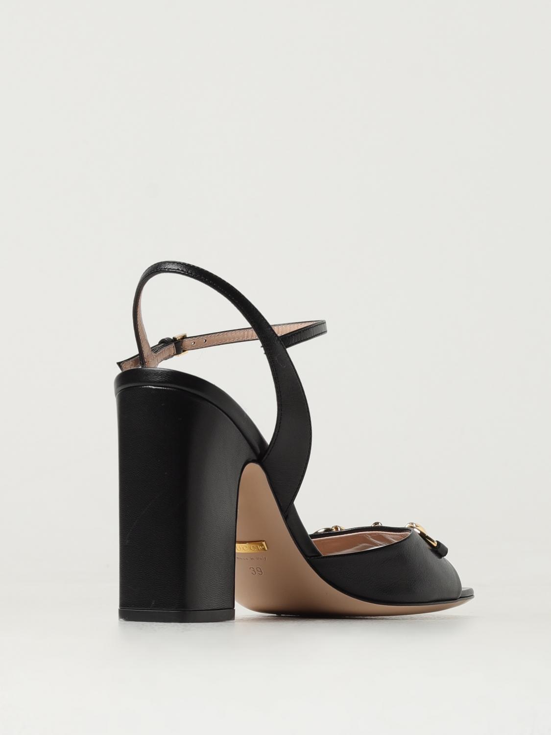 GUCCI SANDALI CON TACCO: Sandalo Horsebit Gucci in pelle, Nero - Img 3