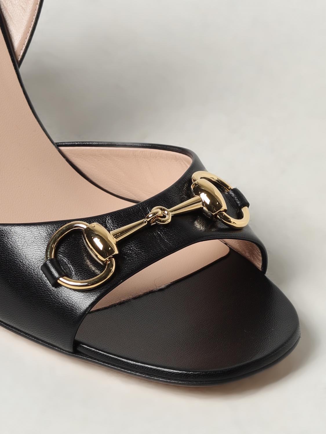 GUCCI SANDALI CON TACCO: Sandalo Horsebit Gucci in pelle, Nero - Img 4