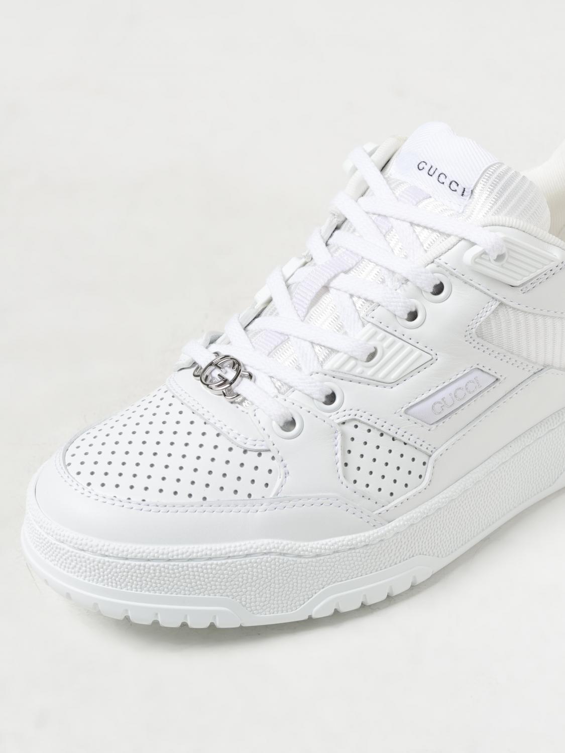 GUCCI SNEAKERS: Sneakers Gucci in pelle e tessuto , Grigio - Img 4