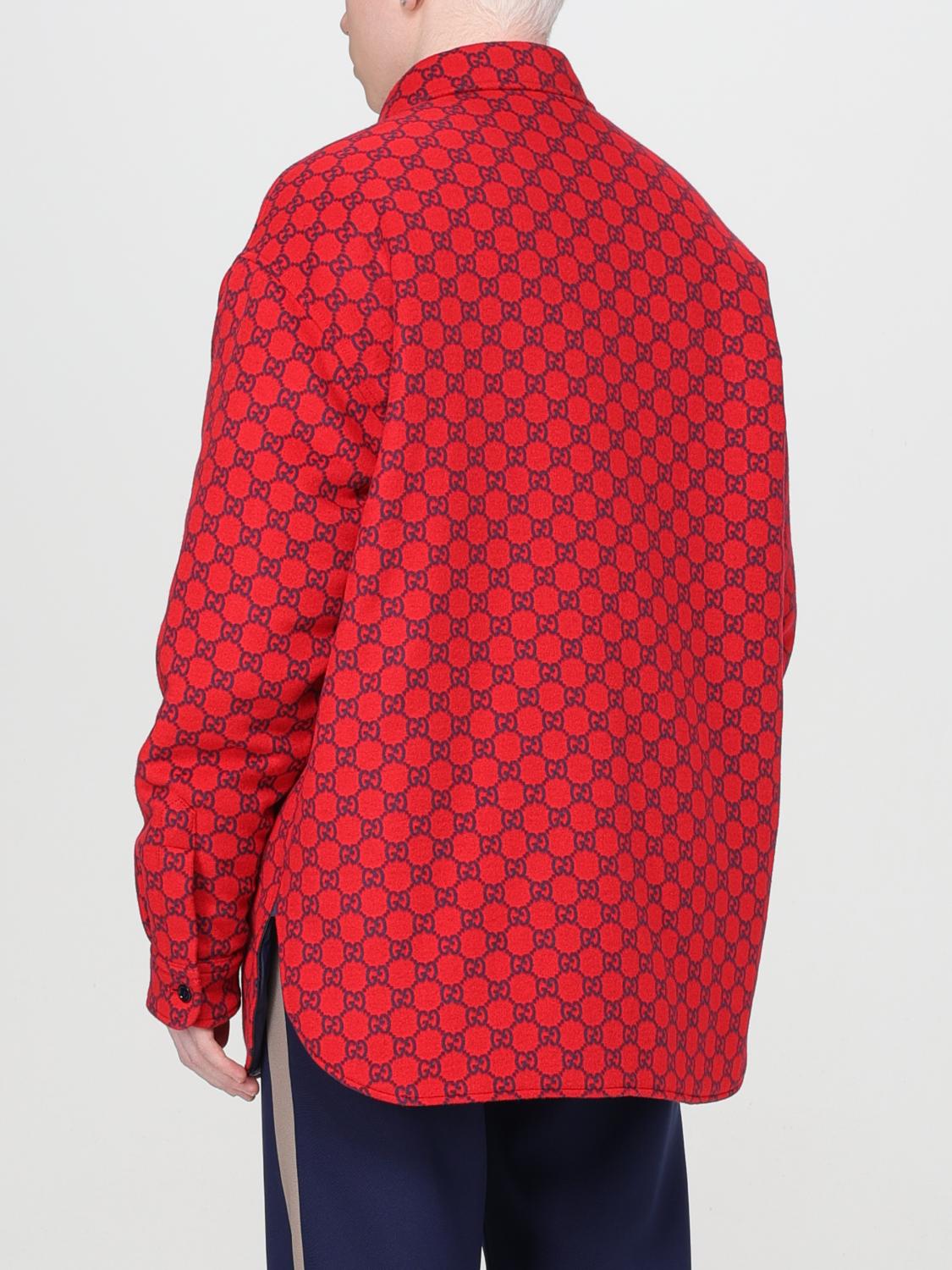 GUCCI 赤色 ニットジャケット 日本サイズML相当 極美品☆GUCCI グッチ 553505 ウール混 ロゴボタン付 GG総柄 ニット