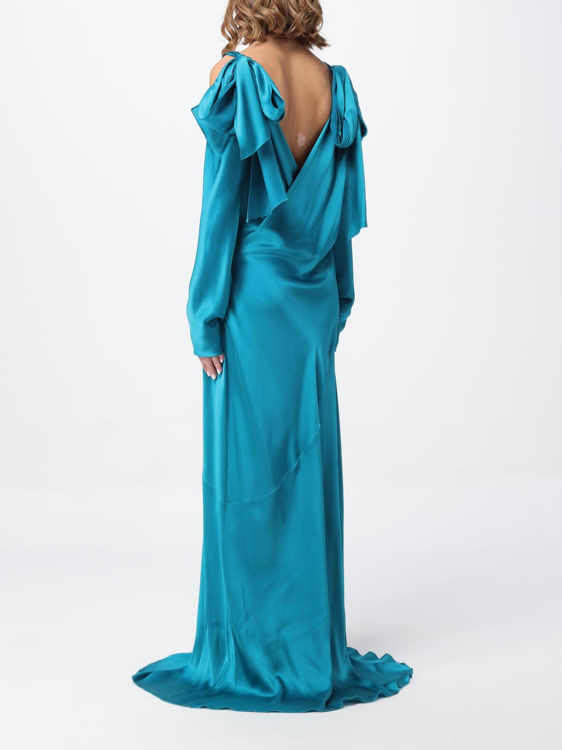 farretti dress blue Alberta Ferretti Spaghetti Strap V-neck Midi Dress