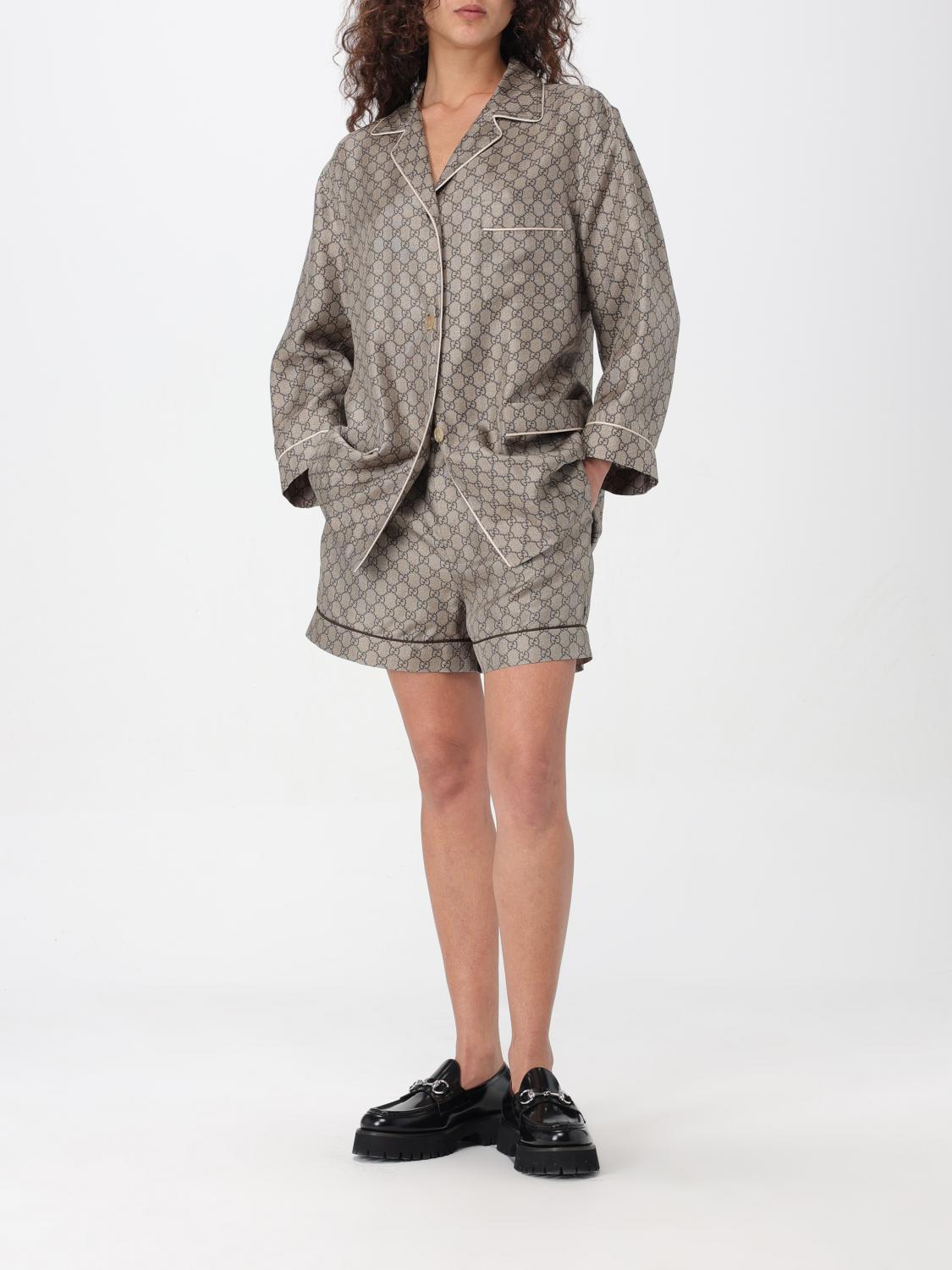 GUCCI CAMICIA: Camicia di seta GG Supreme Gucci, Cammello - Img 2