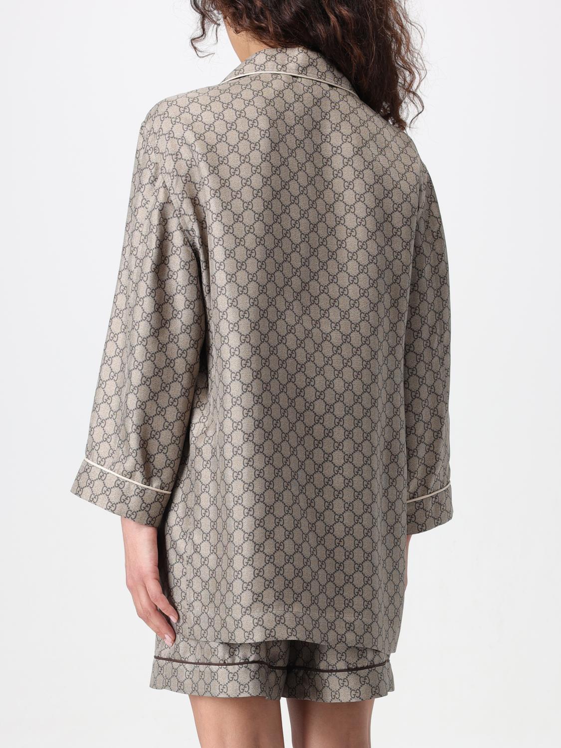 GUCCI CAMICIA: Camicia di seta GG Supreme Gucci, Cammello - Img 3