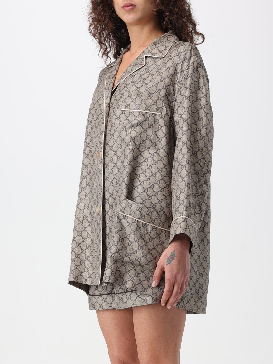 GUCCI CAMICIA: Camicia di seta GG Supreme Gucci, Cammello - Img 4