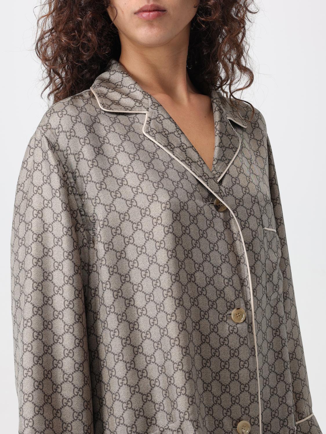 GUCCI CAMICIA: Camicia di seta GG Supreme Gucci, Cammello - Img 5