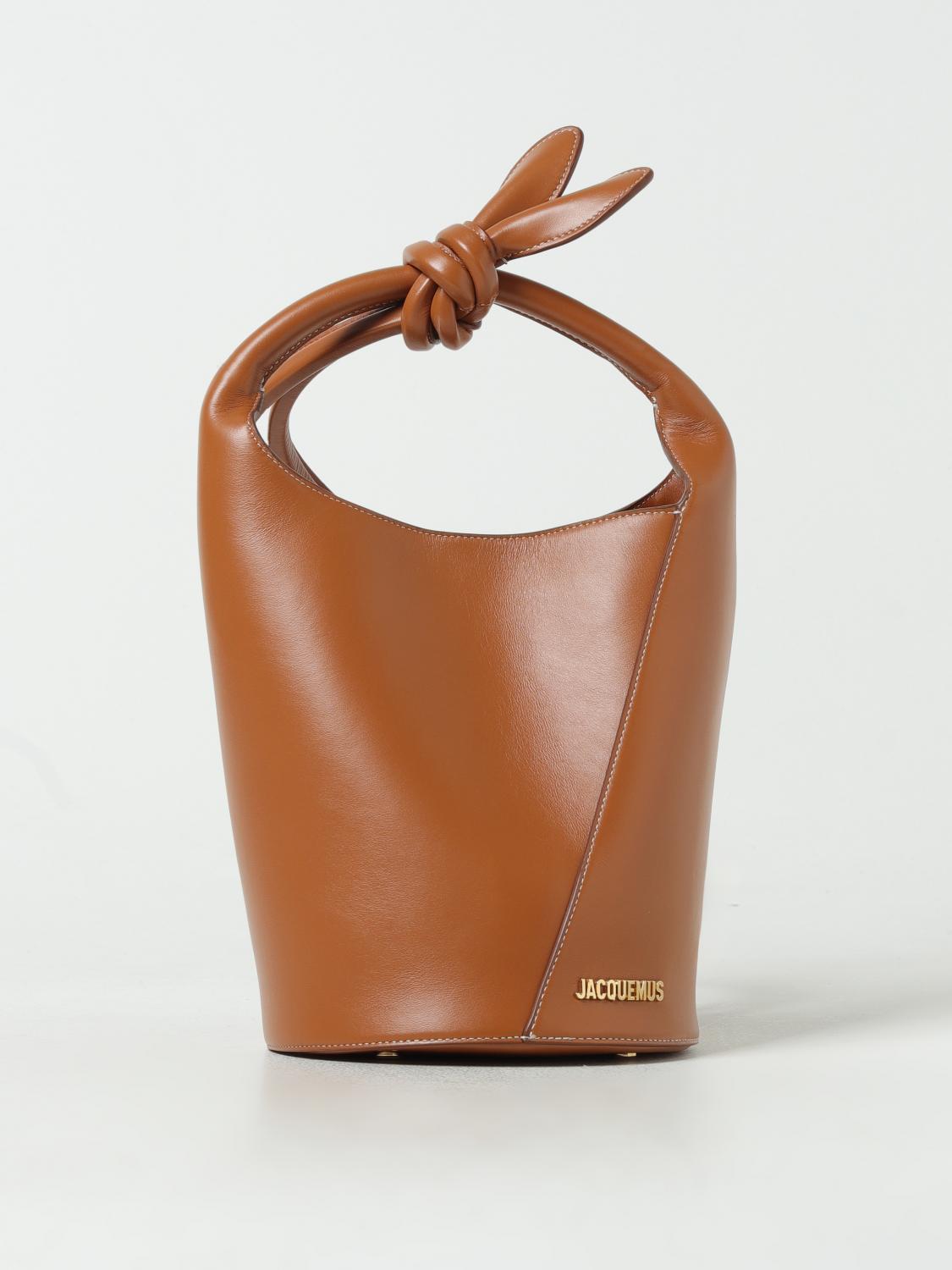 JACQUEMUS BORSA A MANO: Borsa Le Petit Tourni Jacquemus in nappa, Marrone - Img 1