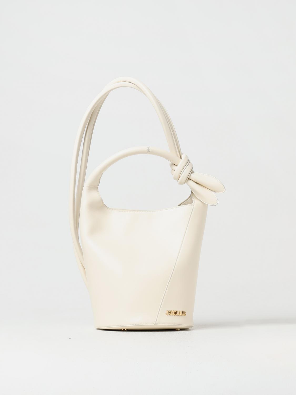 JACQUEMUS BORSA A MANO: Borsa Le Petit Tourni Jacquemus in nappa, Avorio - Img 1