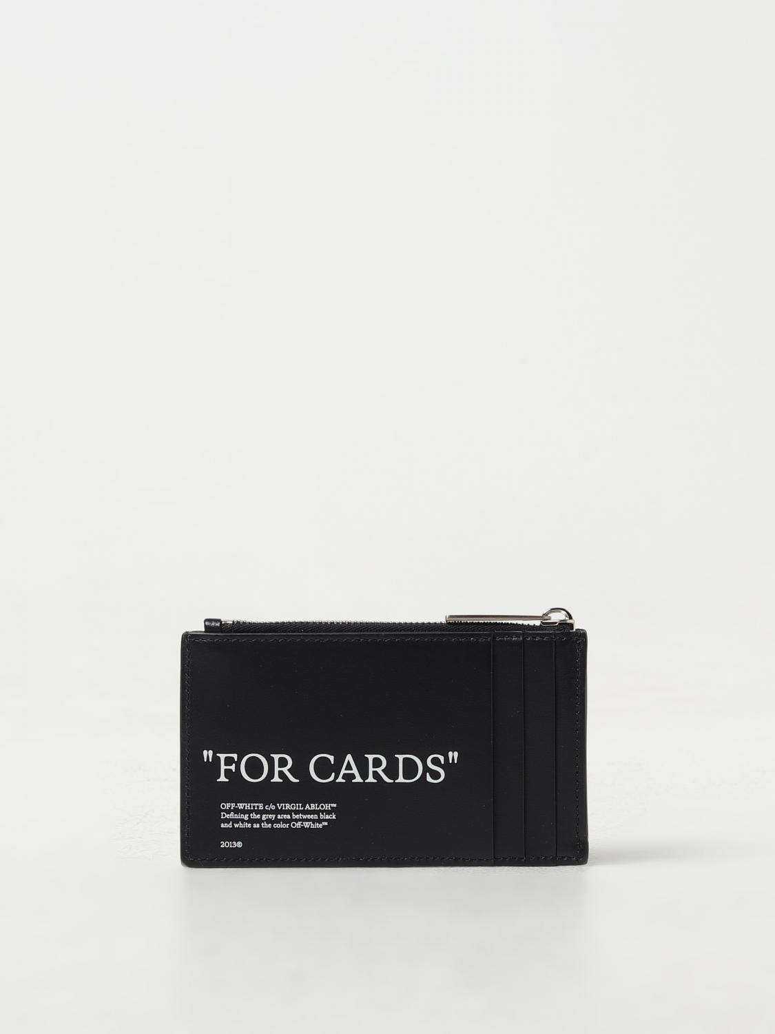 OFF-WHITE PORTAFOGLIO: Portacarte di credito Quote Bookish Off-White in pelle, Nero - Img 2