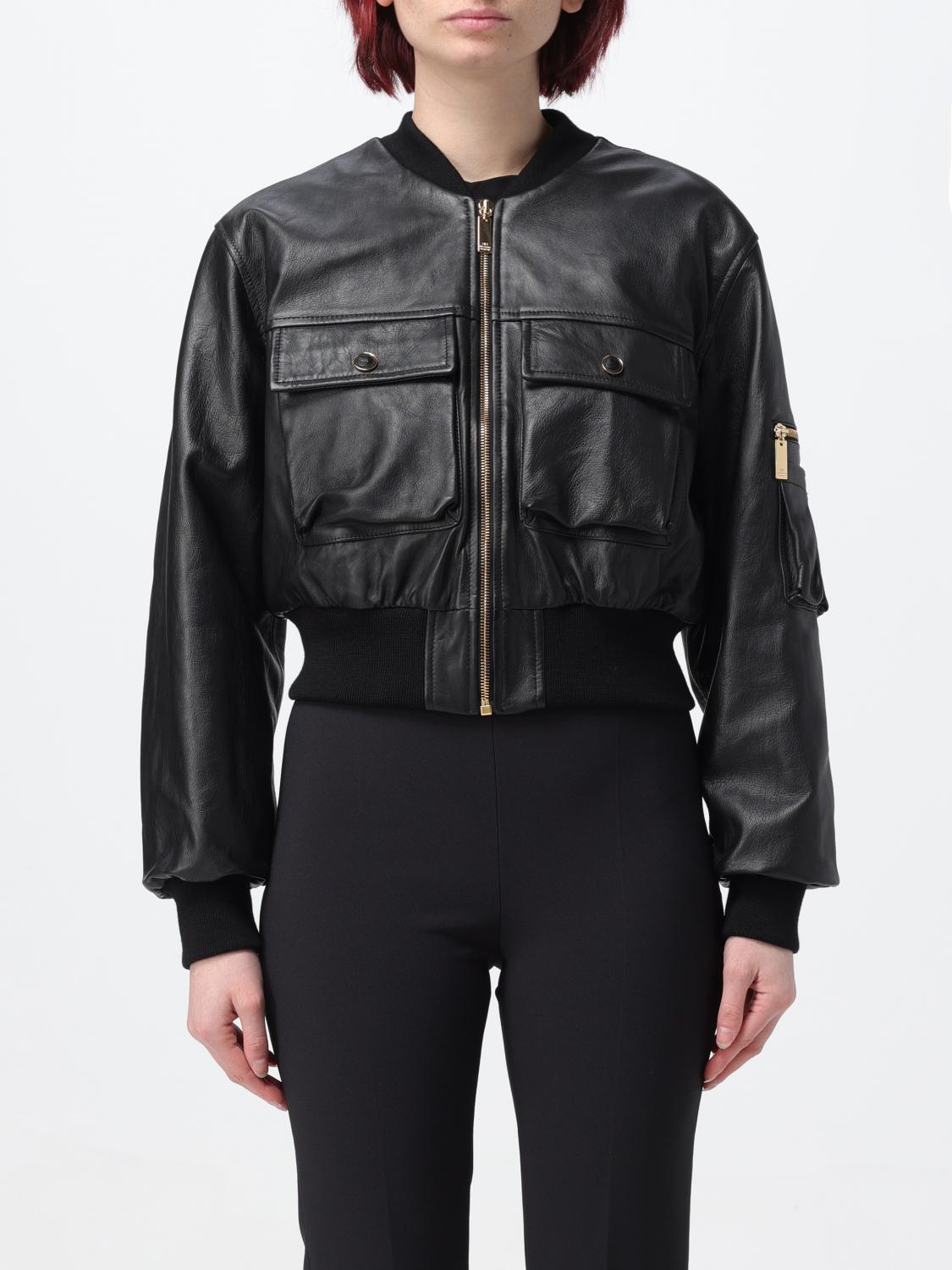 Elisabetta Franchi GOLD ブラックレザージャケット Elisabetta Franchi GOLD ブラックレザージャケット Women's